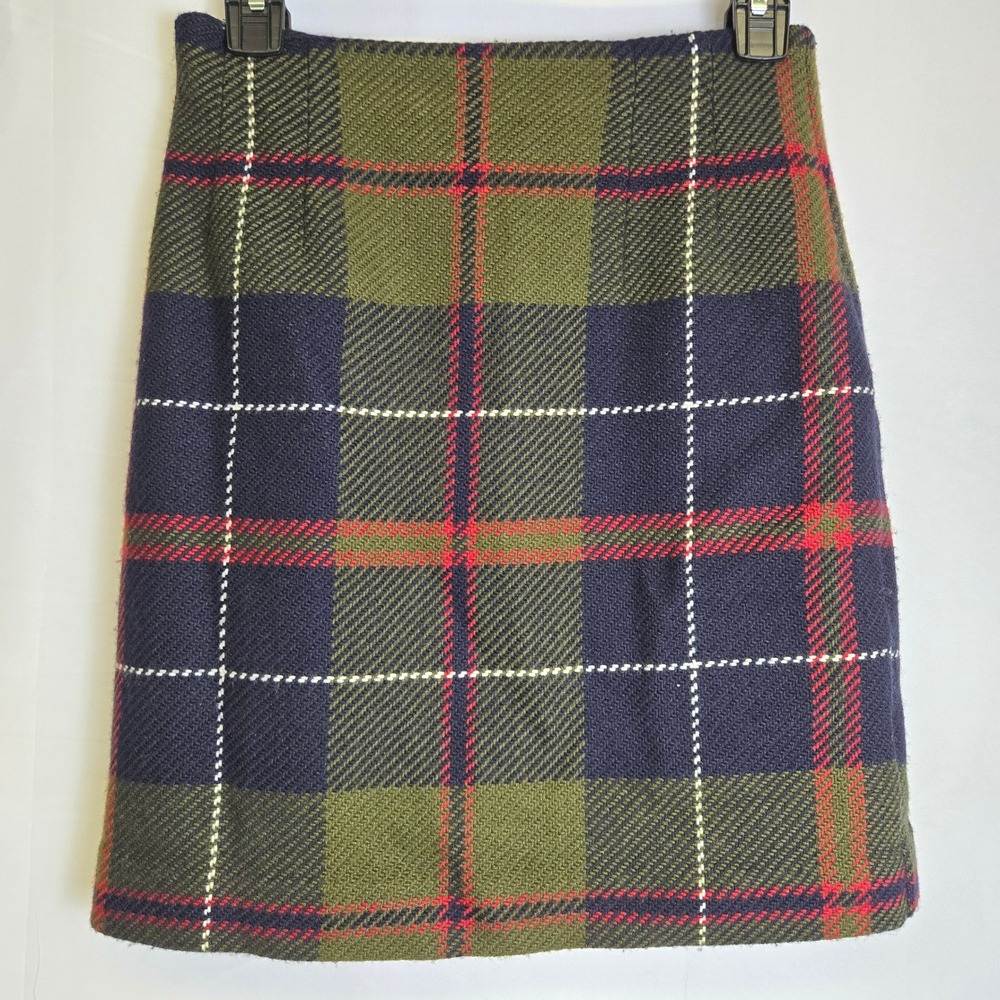 Chadwick's Wool Blend Tartan Plaid‎ Pencil Skirt, Lined, Green Blue Red, 6P Vtg